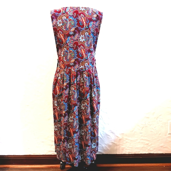 Vintage modest floral pinafore apron dress. Via Sant Andrea. Size 15. Medium. - Picture 6 of 16